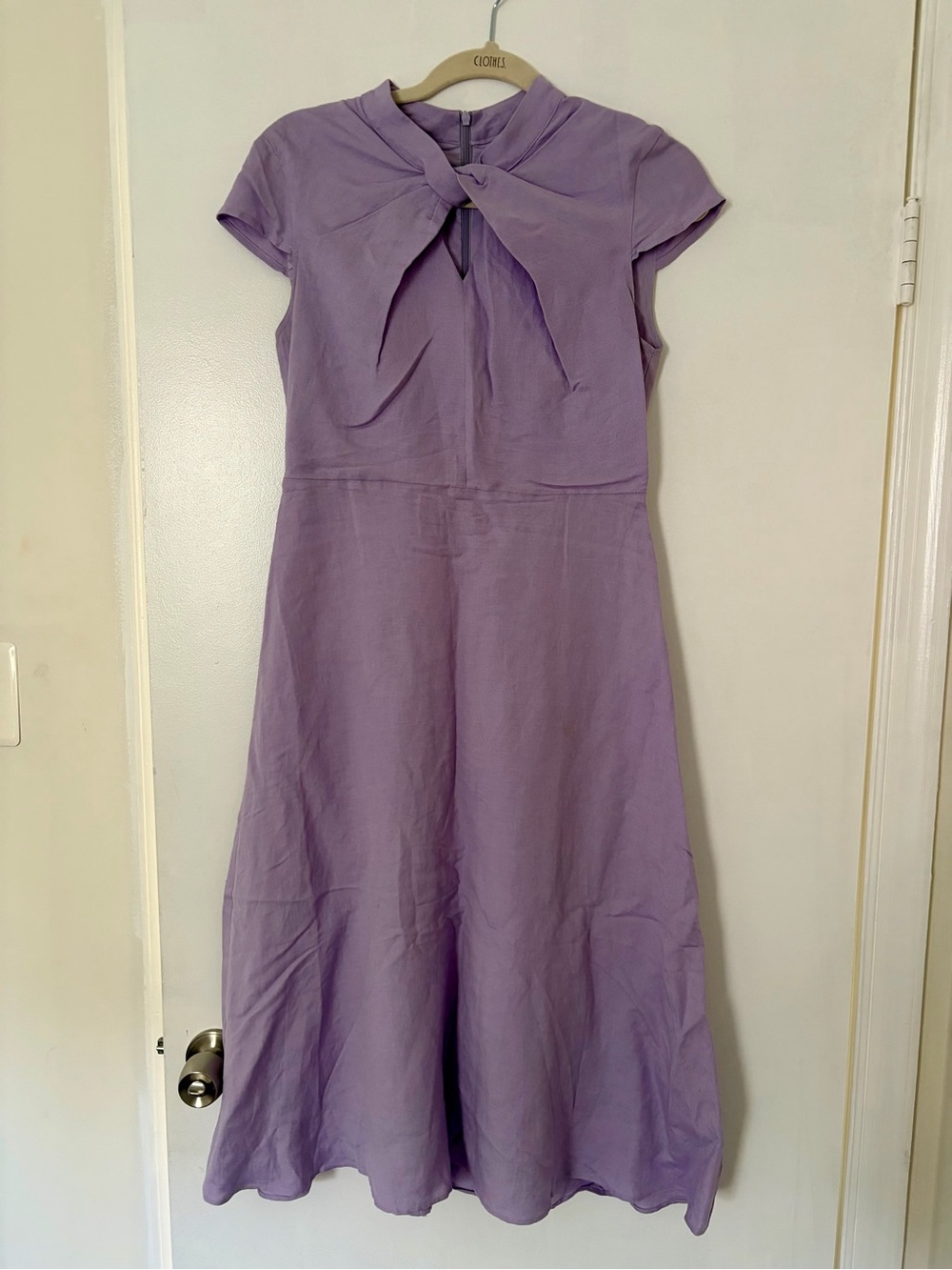 Lilac Tie-Neck Midi Dress. Worn once. Size Small.